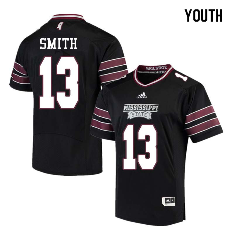Youth #13 Braden Smith Mississippi State Bulldogs College Football Jerseys Sale-Black - Click Image to Close